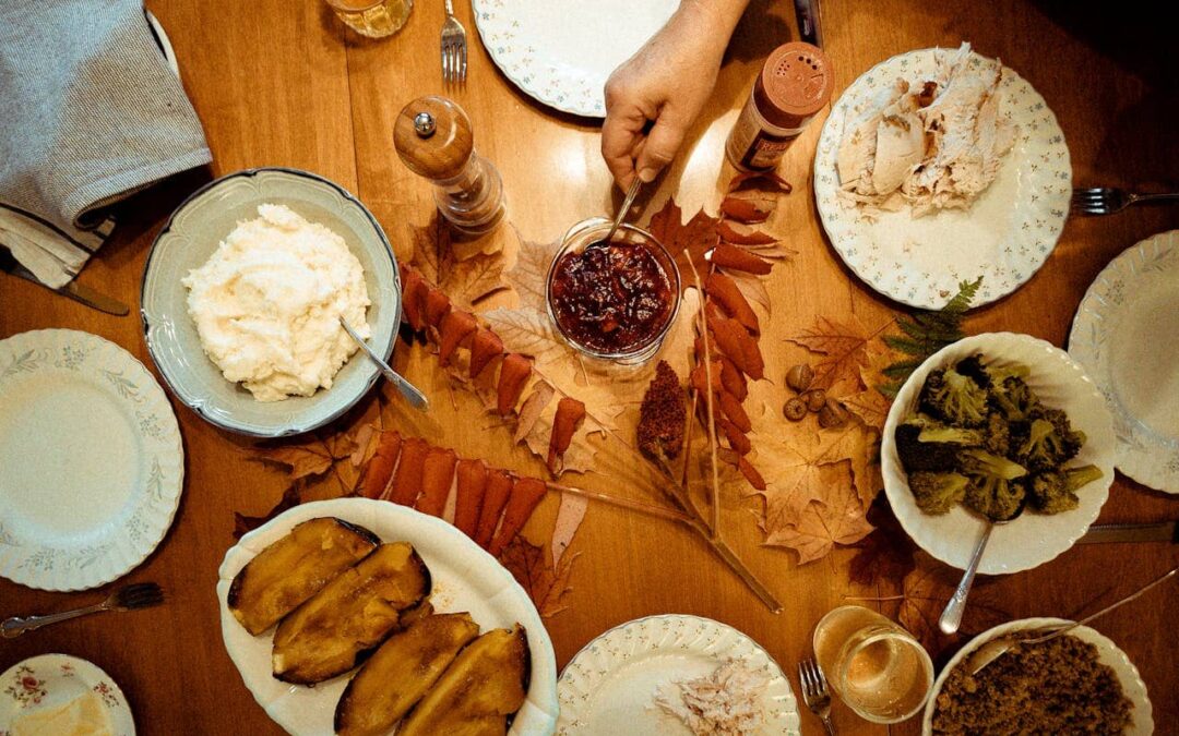 spicy Thanksgiving dinner on the table